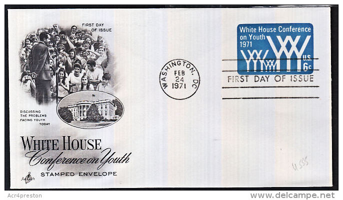 B0482 USA 1971, Pre-paid Cover, '6 C White House Conference On Youth Stamped Envelope' FDC, Washington - 1961-80