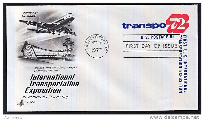 B0485 USA 1972, Pre-paid Cover, '8c Transpo 72 International Transportation Exposition FDC, Washington - 1961-80