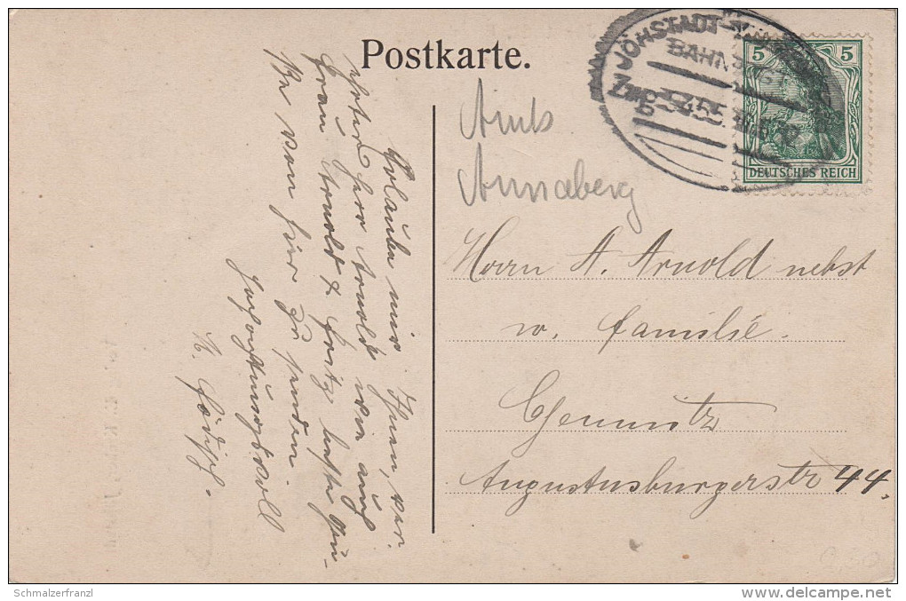 AK Jöhstadt Erzgebirge Gasthof Reichskanzler Bei Pressnitz Satzung Reitzenhain Grumbach Arnsfeld Annaberg Bahnpost - Jöhstadt