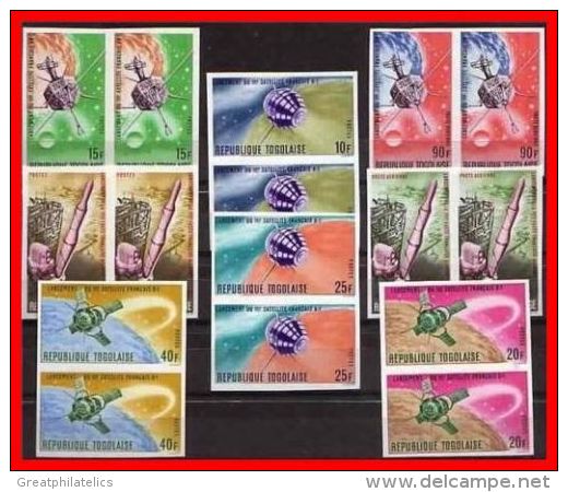TOGO 1967 SPACE Imperf. PAIRS / FULL SETS Mi#559-66B MNH ** CV.42,00 EURO - Collections
