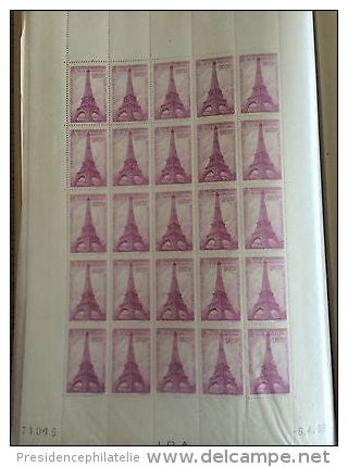FRANCE : Feuille De 25 Timbres Tour Eiffel N°429 1939 ** Luxe MNH - Unused Stamps