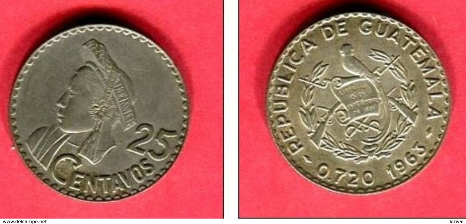 25 CENTAVOS 1963 ( KM 243 )  TB+ 9 - Guatemala