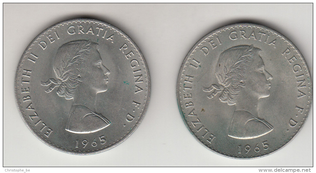 2 X 1 Crown 1965, Winston Chrchill , Great Britain, Elizabeth II  (MT4) - L. 1 Crown