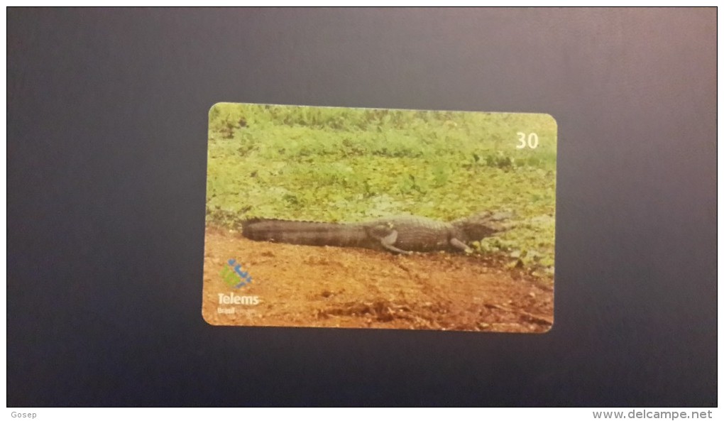 Brasil-serie Jacare-(telems)- Number 3/6-used Card - Crocodiles Et Alligators