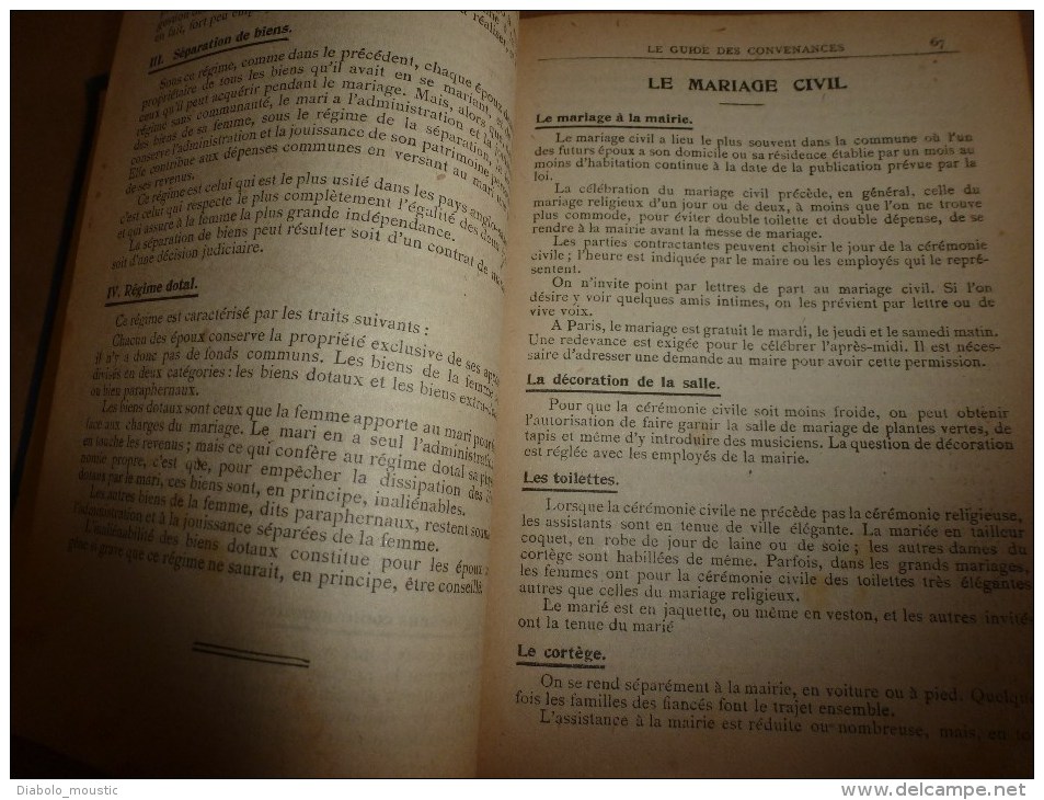 1925 Le GUIDE des CONVENANCES : Savoir-Vivre, Obligations sociales , Usages mondains..