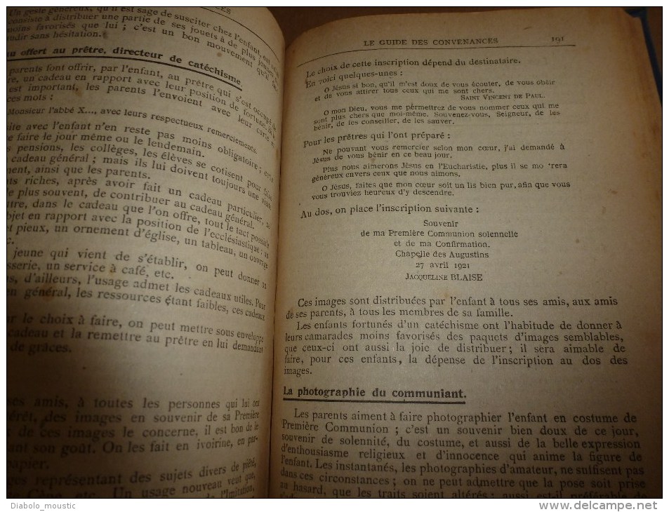 1925 Le GUIDE des CONVENANCES : Savoir-Vivre, Obligations sociales , Usages mondains..