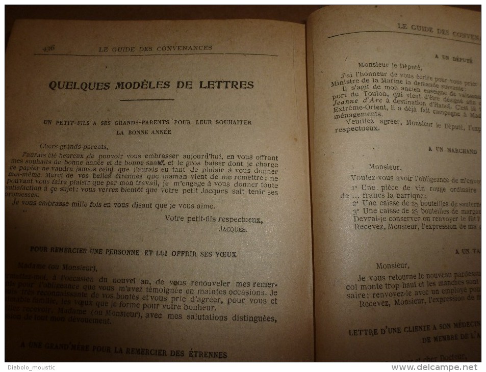 1925 Le GUIDE des CONVENANCES : Savoir-Vivre, Obligations sociales , Usages mondains..