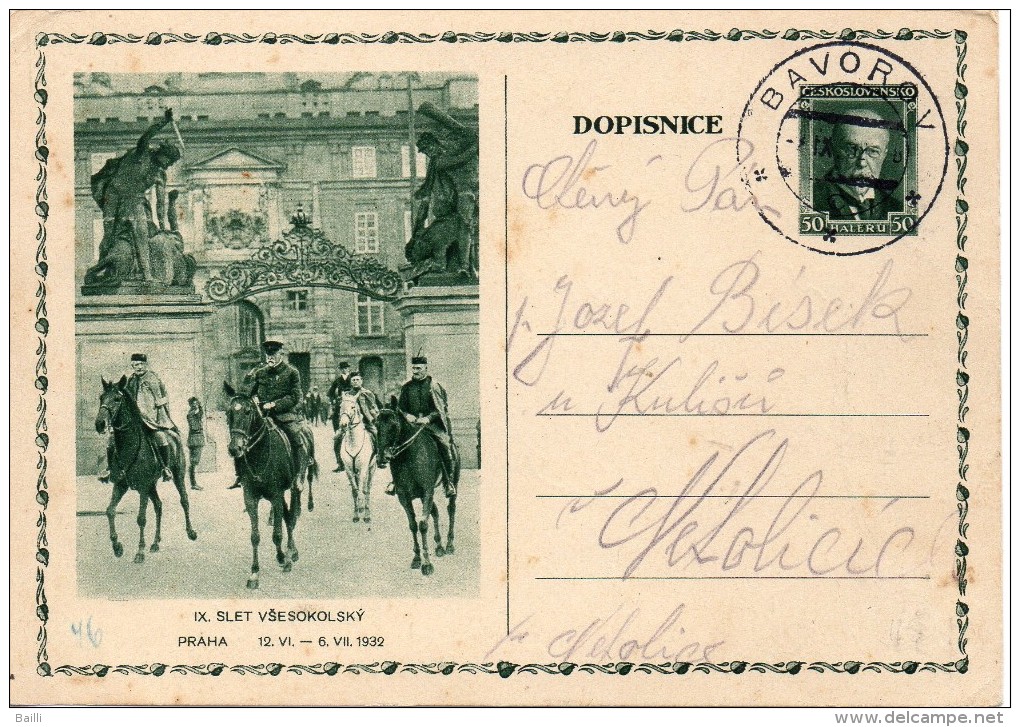 TCHECOSLOVAQUIE ENTIER POSTAL ILLUSTRE POUR LA FRANCE 1932 - Cartes Postales