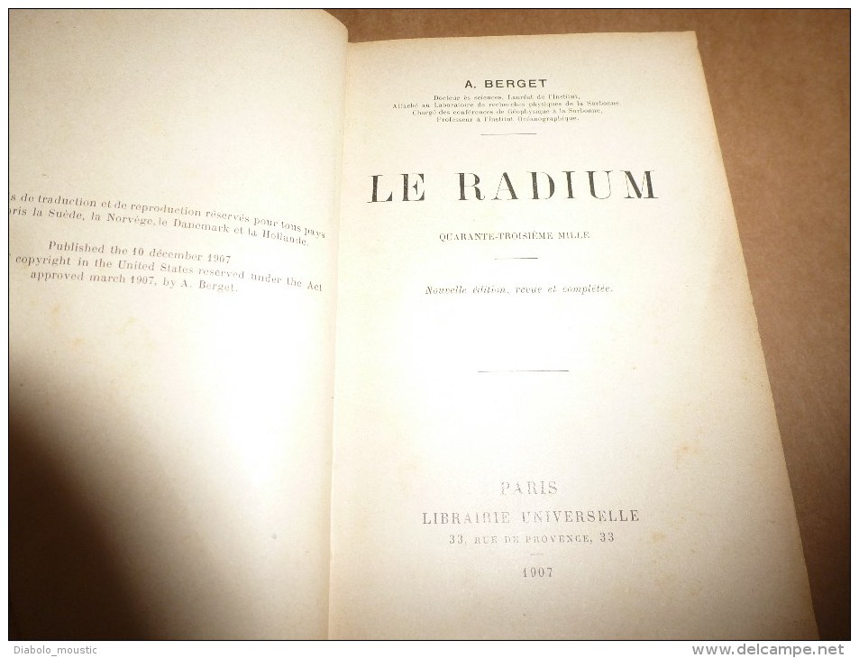 Le RADIUM Et Les Nouveaux Rayons, Photos (Becquerel,Mme Et Mr Curie, Rutherford , Ramsay - 1901-1940