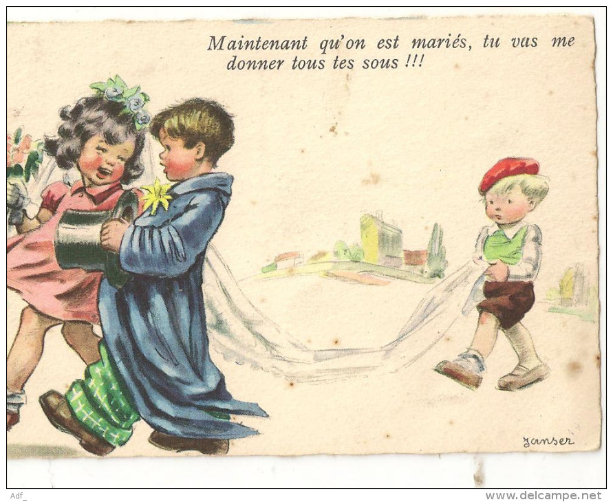 CARTE N° 2 ILLUSTRATEUR JANSER ENFANT  S DANS LE GOUT DE GERMAINE BOURET - Janser