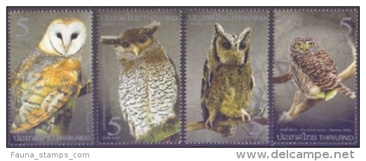 Thailand - Owls, Set Of 4 Stamps, MINT, 2013 - Owls