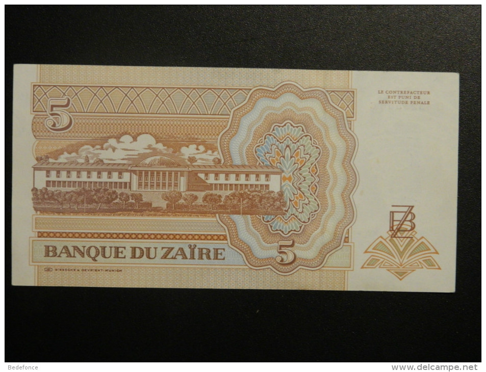 Billets - Zaïre - Valeur Faciale : 5 Nouveaux Zaïres - 1993 - Jamais Circulé - Zaire