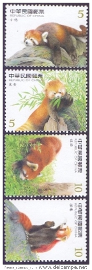 Taiwan - Red Panda, Set Of 4 Stamps, MINT, 2007 - Bears