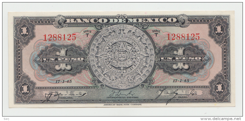 MEXICO 1 PESO 1945 XF+ AUNC Pick 38c 38 C - México