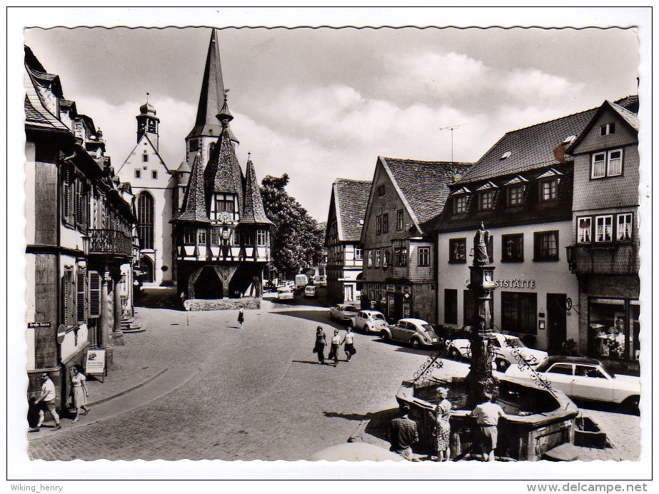 Michelstadt - S/w Rathaus Und Marktbrunnen - Michelstadt