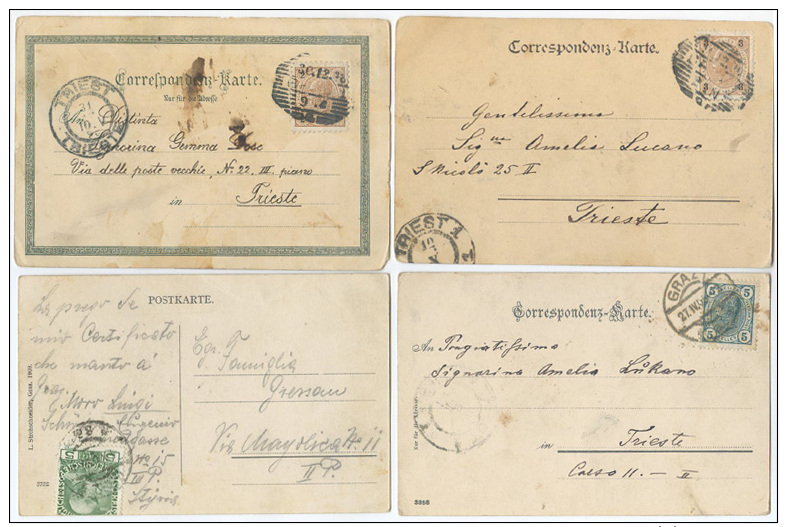 GRAZ 4 DIFFERENT CARDS (1 GRUSS AUS) USED WITH STAMPS  1898-1910 – GOOD- FINE QUALITY (A421) - Graz