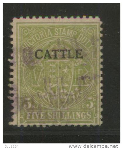 AUSTRALIA VICTORIA CATTLE  REVENUE 1927 5/- GREEN BF#12 - Fiscaux