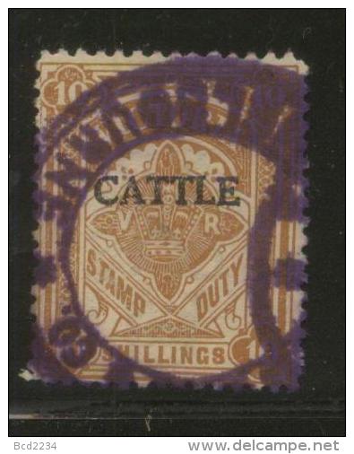 AUSTRALIA VICTORIA CATTLE  REVENUE 1927 10/- BROWN BF#14 - Fiscaux