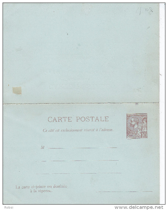 Monaco, Entier Postal Carte Postale Avec Reponse Payée, 10 Ct Brun, Neuf - Covers & Documents