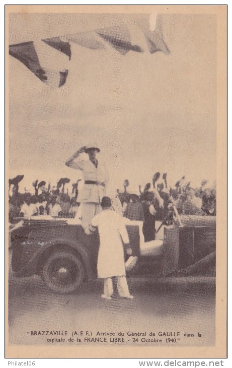 OUBANGUI   CARTE DU GENERAL DE GAULLE A BRAZZAVILLE 1942 - Covers & Documents
