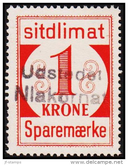 1939. Sparemærke Sitdlimat. 1 Kr. Udstedet Niakornat.  (Michel: ) - JF127623 - Paketmarken