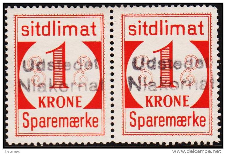 1939. Sparemærke Sitdlimat. 2x 1 Kr. Udstedet Niakornat.  (Michel: ) - JF127620 - Parcel Post