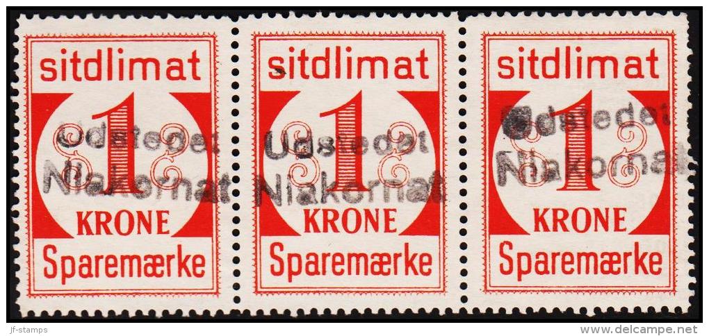 1939. Sparemærke Sitdlimat. 3x 1 Kr. Udstedet Niakornat.  (Michel: ) - JF127622 - Spoorwegzegels