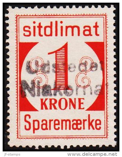 1939. Sparemærke Sitdlimat. 1 Kr. Udstedet Niakornat.  (Michel: ) - JF127624 - Paketmarken