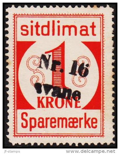 1939. Sparemærke Sitdlimat. 1 Kr. Nr. 16 Avane.  (Michel: ) - JF127715 - Pacchi Postali