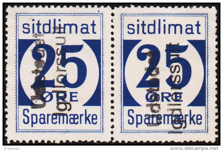 1939. Sparemærke Sitdlimat. 2x 25 ØRE Udstedet Igdlorssuit. (Michel: ) - JF127798 - Parcel Post