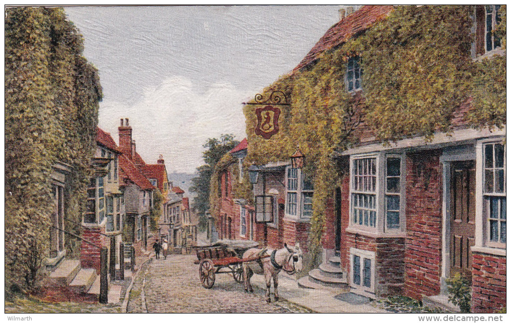 Rye - Mermaid Street - Wonderful Old Post Card  (Salmon Series) From An Original Water Color Drawing By A.R. Quinton - Rye
