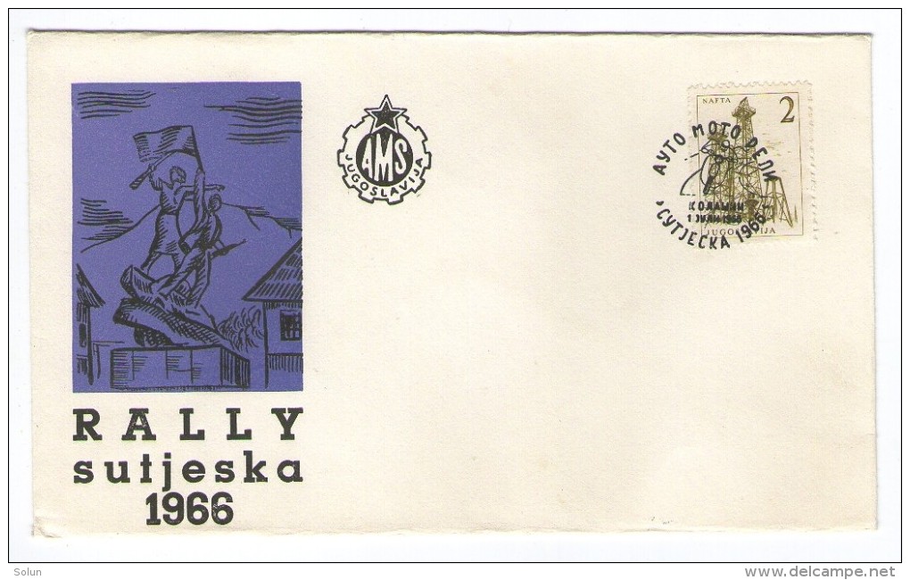 YUGOSLAVIA JUGOSLAVIJA COMMEMORATIVE COVER SUTJESKA RALLY  1966 CAR RACE  SPECIAL POSTMARK AUTO MOTO RELI - Lettres & Documents