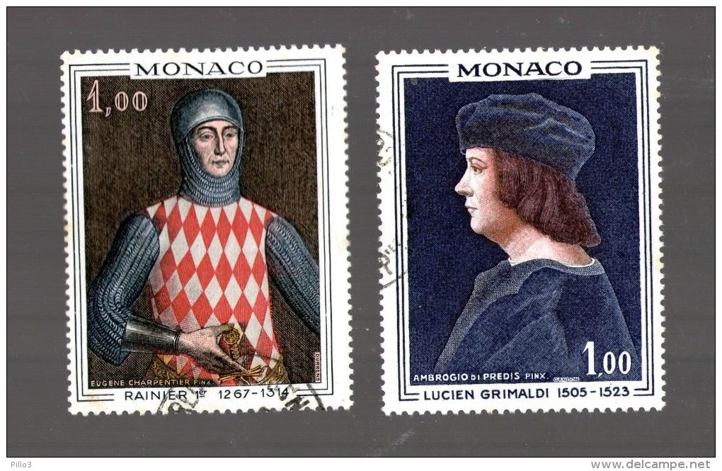 Principato Di  MONACO : Quadri Principi - F.lli USATI Unificato 734/5   Del  7.12.1967 - Usati