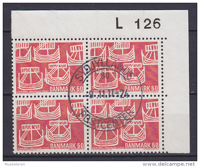 Denmark 1970 Mi. 475    60 Ø NORDEN Nordia Fünf Segelboote Rand Margin "L 126" 4-Block !! - Blocs-feuillets