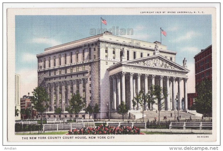 NEW YORK CITY NY COUNTY COURT HOUSE BUILDING ~ 1930s Vintage Postcard ~ARCHITECTURE [5633] - Autres Monuments, édifices