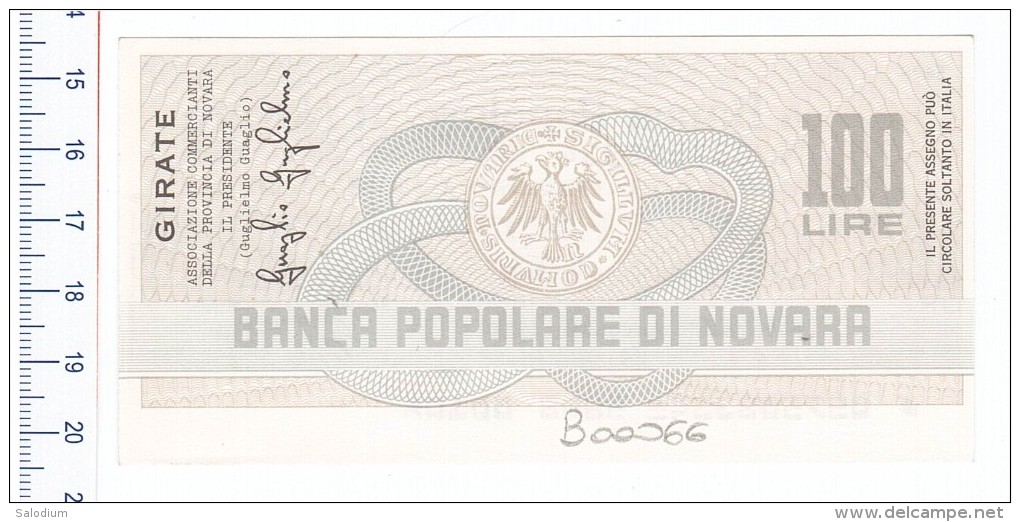 (*) La Banca Popolare Di NOVARA - Associazione Commercianti NOVARA - MINIASSEGNI - [10] Cheques Y Mini-cheques