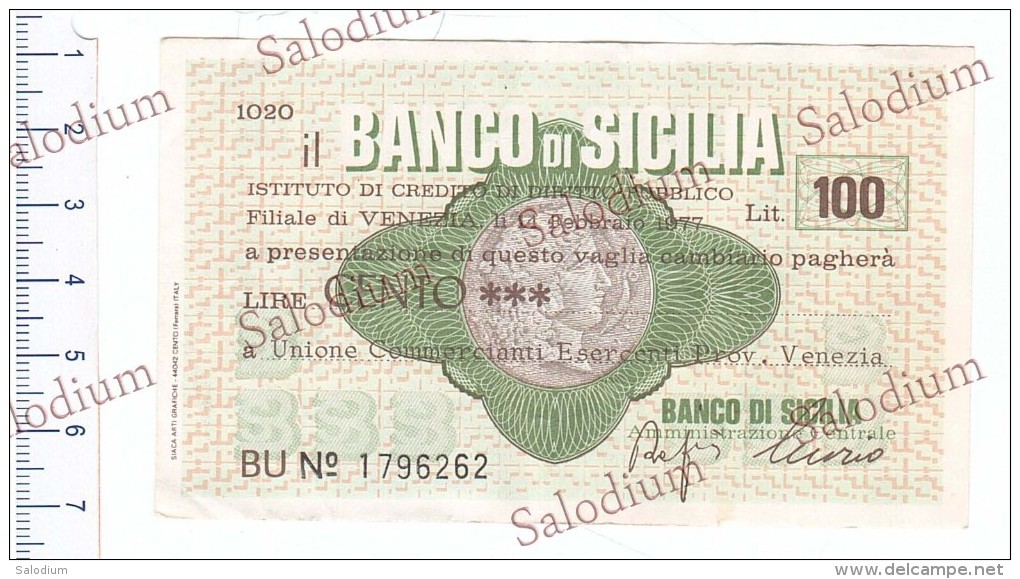 BANCO DI SICILIA - Confesercenti VENEZIA - MINIASSEGNI - [10] Assegni E Miniassegni