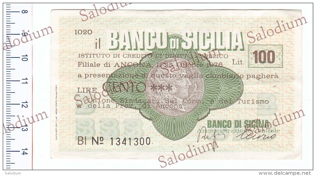 BANCO DI SICILIA - Sindacato Prov ANCONA - MINIASSEGNI - [10] Cheques Y Mini-cheques