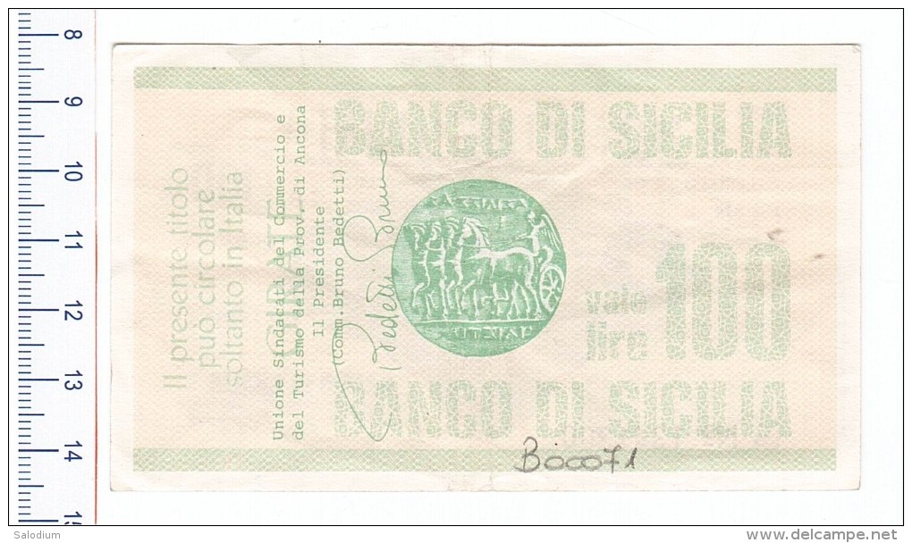 BANCO DI SICILIA - Sindacato Prov ANCONA - MINIASSEGNI - [10] Chèques