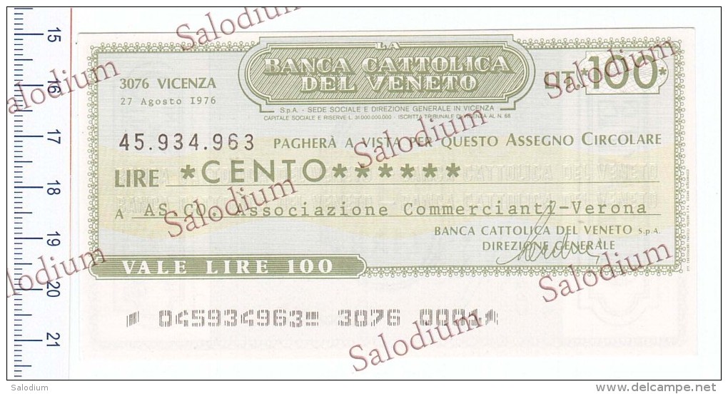 BANCA CATTOLICA DEL VENETO - Ass. Comm. VERONA - MINIASSEGNI - [10] Chèques