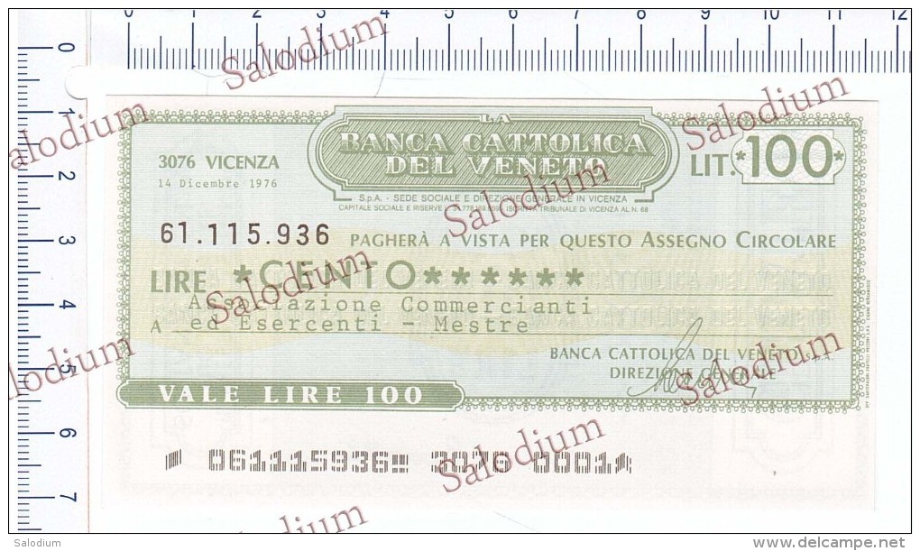 BANCA CATTOLICA DEL VENETO - Ass Commercianti MESTRE - MINIASSEGNI - [10] Chèques