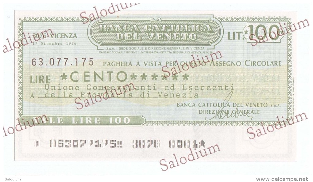BANCA CATTOLICA DEL VENETO - Ass Commercianti VENEZIA - MINIASSEGNI - [10] Chèques