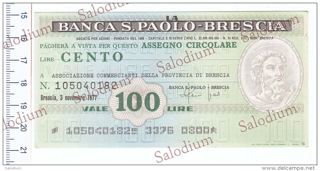 (*) BANCA S. PAOLO BRESCIA - MINIASSEGNI - Banconota Banknote - [10] Chèques