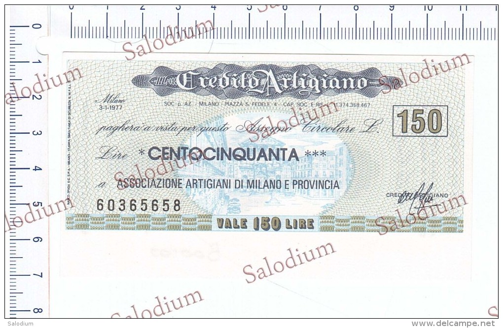 CREDITO ARTIGIANO - Prov. MILANO - MINIASSEGNI - Banconota Banknote Assegno - [10] Assegni E Miniassegni