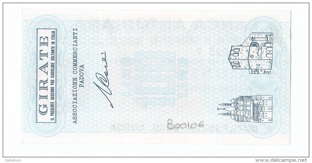 BANCA ANTONIANA - Ass. Commercianti Padova - MINIASSEGNI - Banconota Banknote Assegno - [10] Chèques