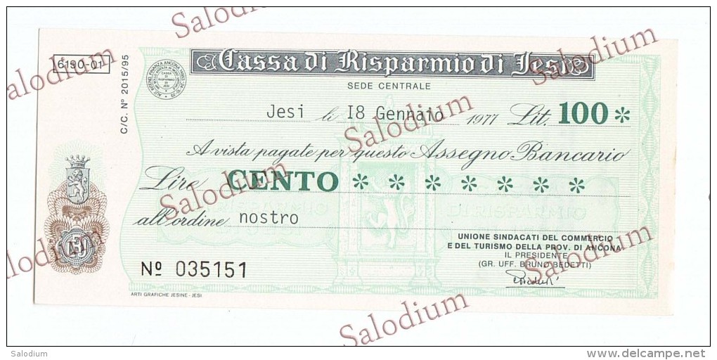 CASSA DI RISPARMIO DI JESI - MINIASSEGNI - Banconota Banknote Assegno - [10] Assegni E Miniassegni