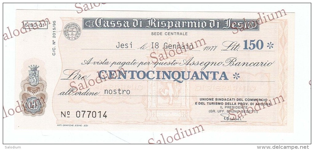CASSA DI RISPARMIO DI JESI - MINIASSEGNI - Banconota Banknote Assegno - [10] Chèques