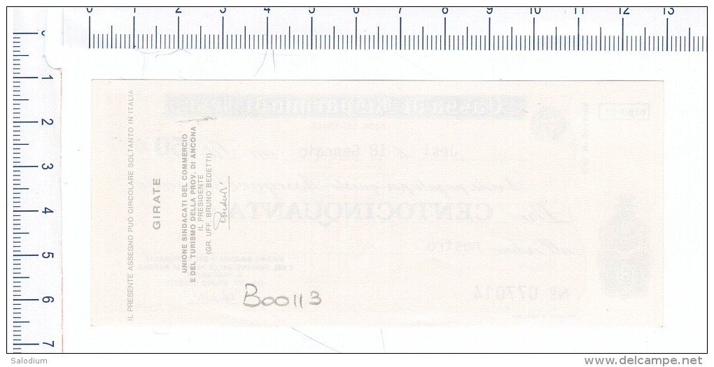 CASSA DI RISPARMIO DI JESI - MINIASSEGNI - Banconota Banknote Assegno - [10] Assegni E Miniassegni