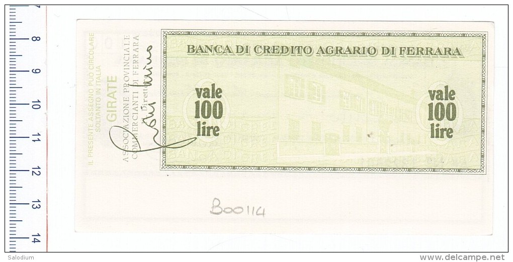 (*) BANCA DI CREDITO AGRARIO DI FERRARA - MINIASSEGNI - Banconota Banknote Assegno - [10] Chèques