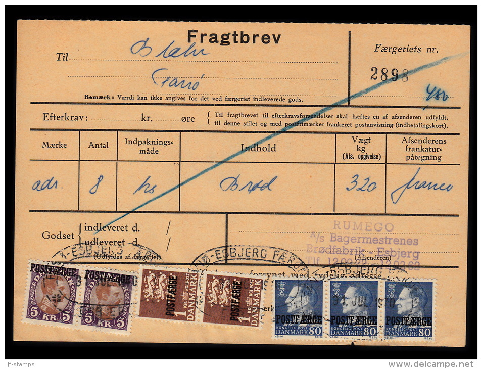 1941. Postfærge. Chr. X. 5 Kr Violet/brown In Pair And Pair 1 Kr. + 3-strip 80 øre On F... (Michel: PF24) - JF104782 - Paketmarken